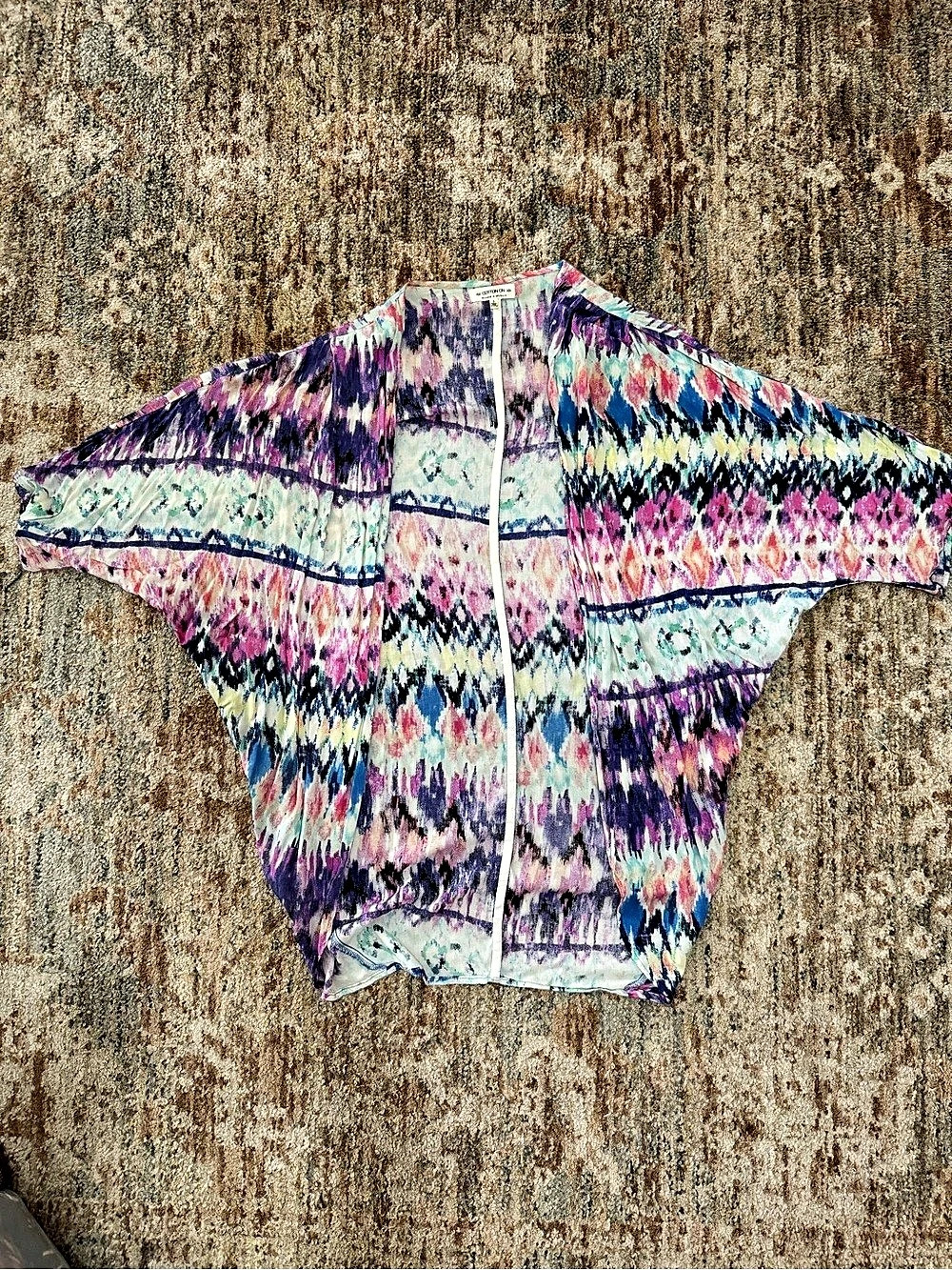 Abstract Pattern Kimono in Purple & Pink Like New